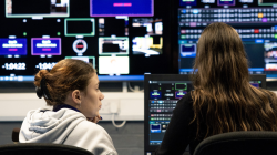 students in the TV lab
