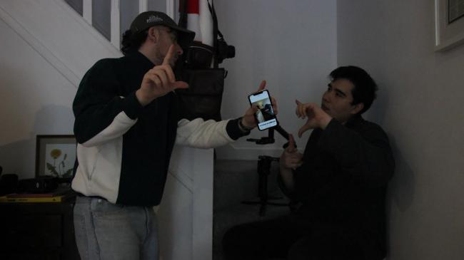 a man holding a phone