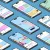 Isometric view of multiple mobile phones on a blue background displaying a colourful study app named “StudyBuddies” with virtual study rooms