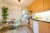 a kitchen with a dining table