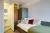 a bedroom with a bed in a hotel room