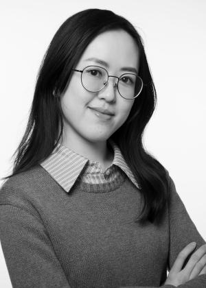 a woman wearing glasses
