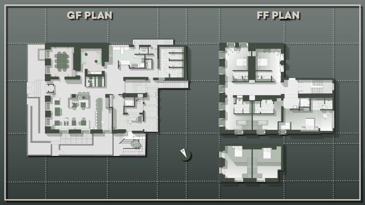 Image shows floor plans for both ground & first floors side by side