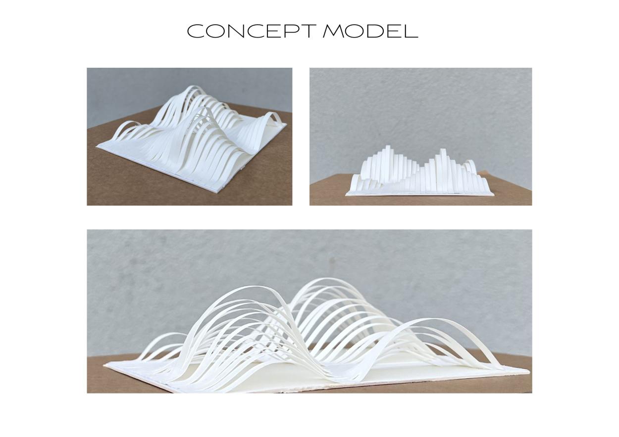 Image shows a concept model for the design of Coastal Collaborative.