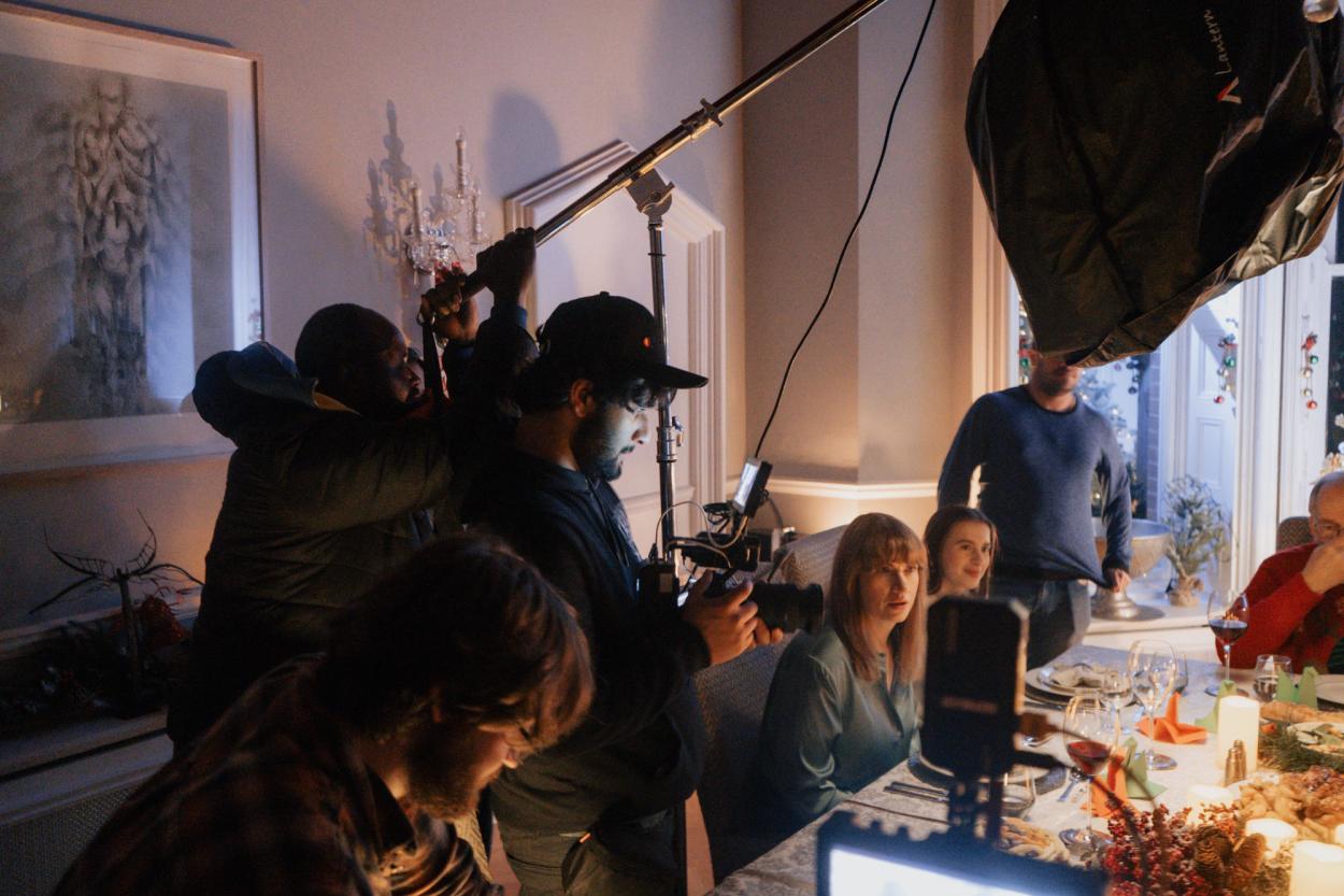 a group of people sitting at a table