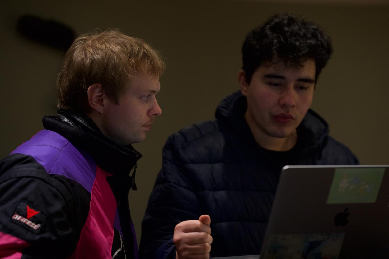 Alex and Ivan preparing for the next scene. 