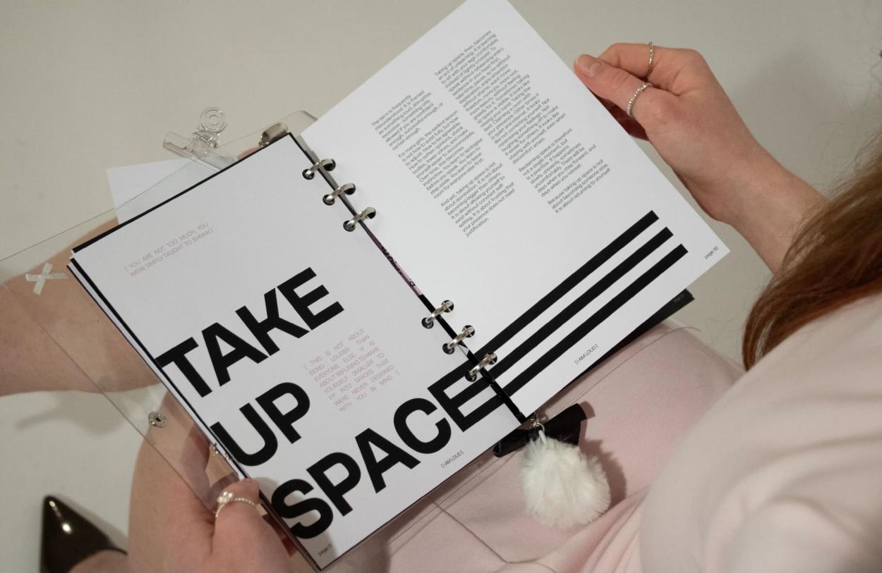 Editorial spread with oversized experimental typography