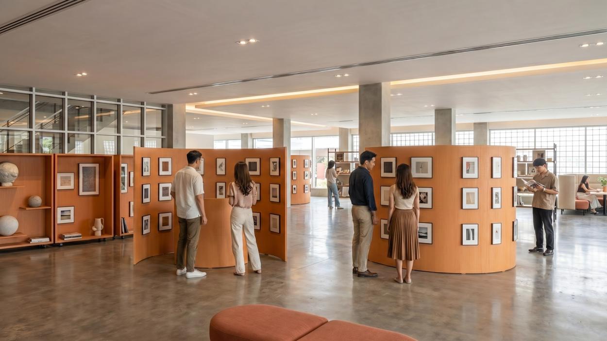 a group of people in a room