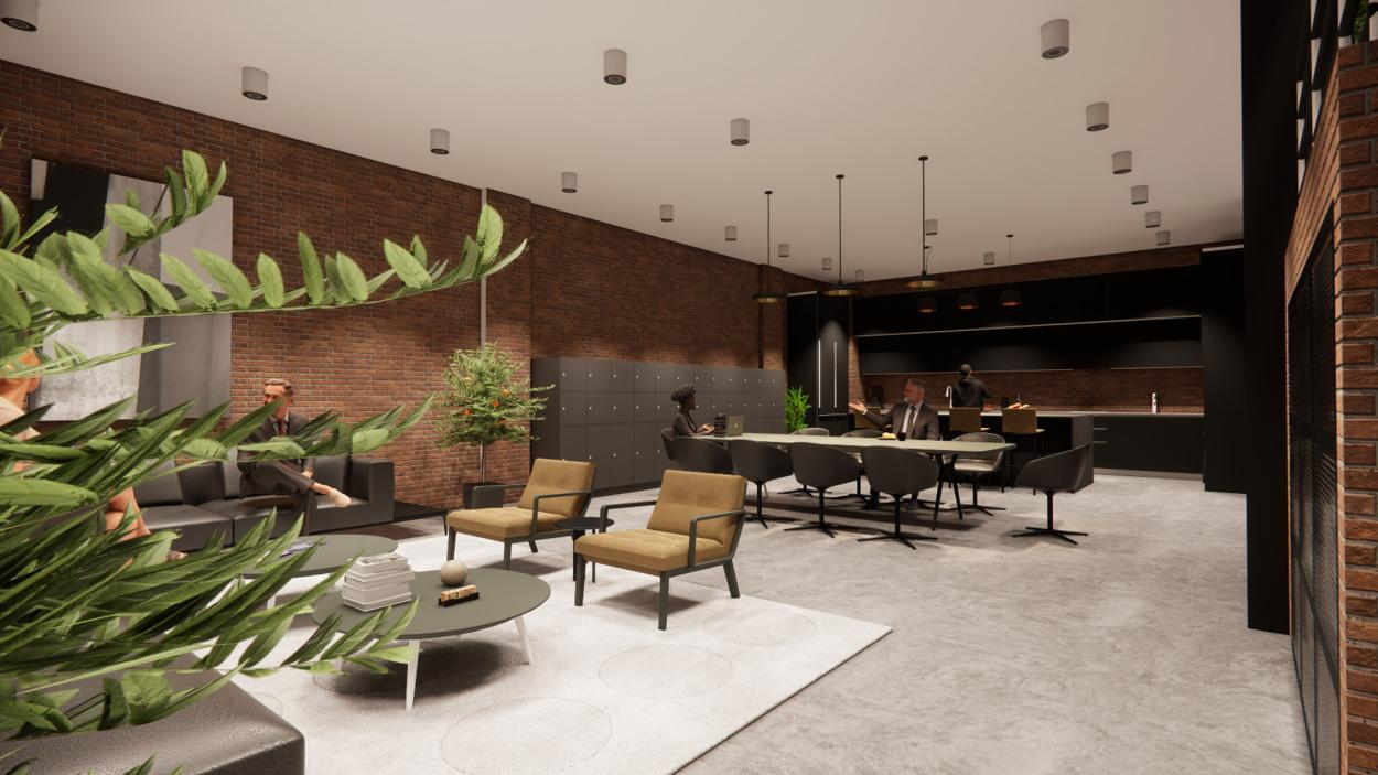 a room filled with furniture and a table