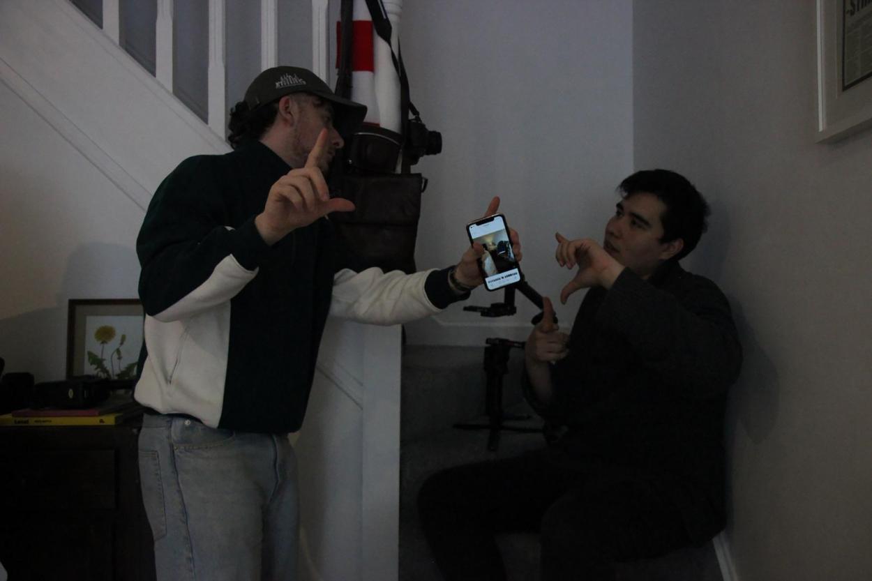 a man holding a phone