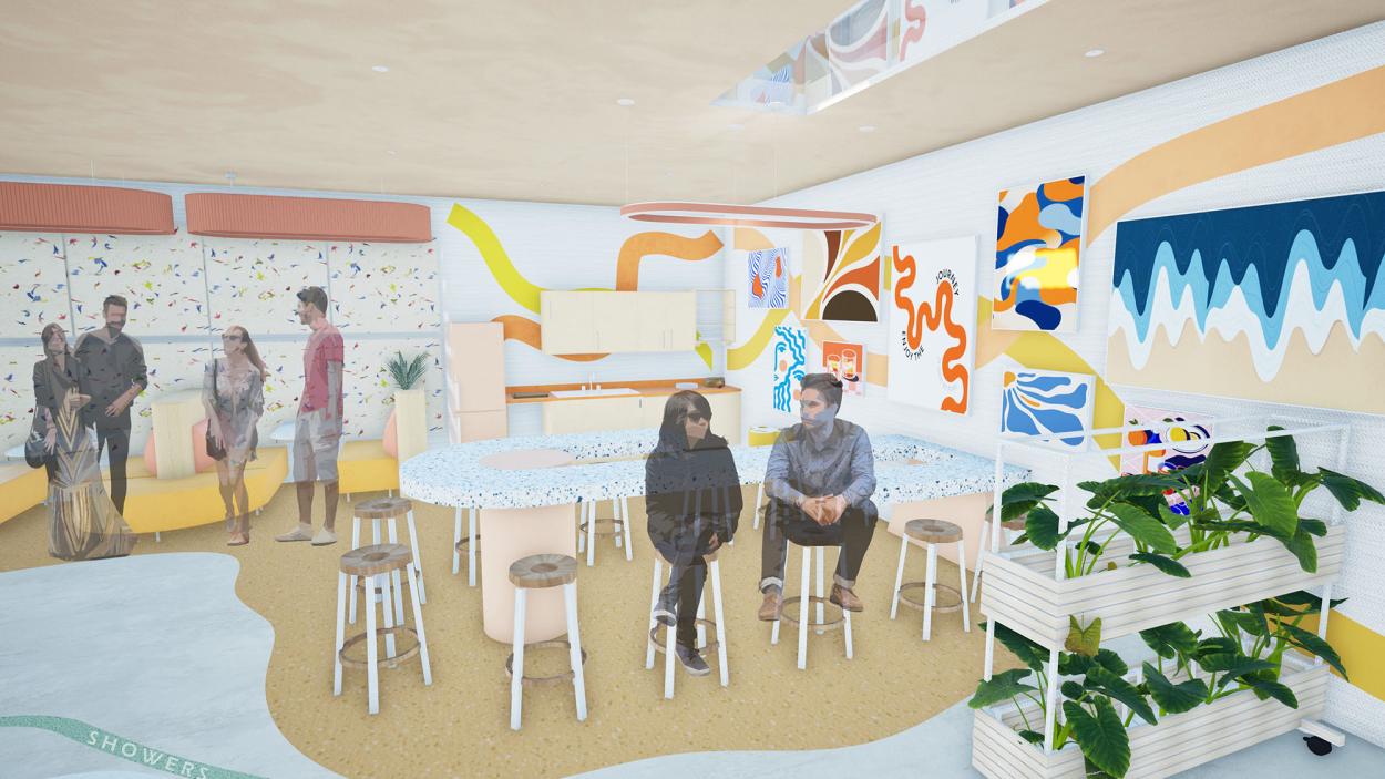 a group of people sitting at a table
