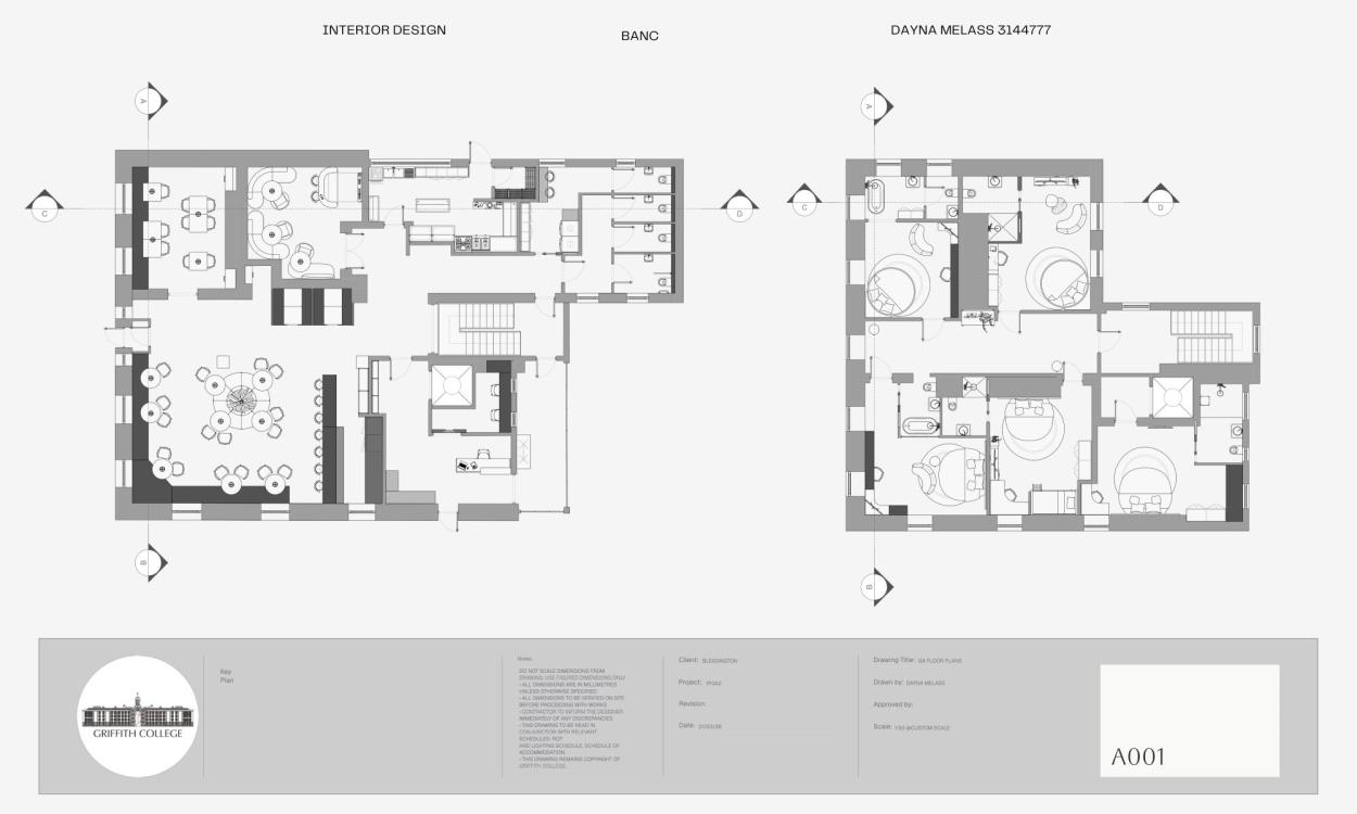 image showing the ground floor and first floor plans of the hotel design. 