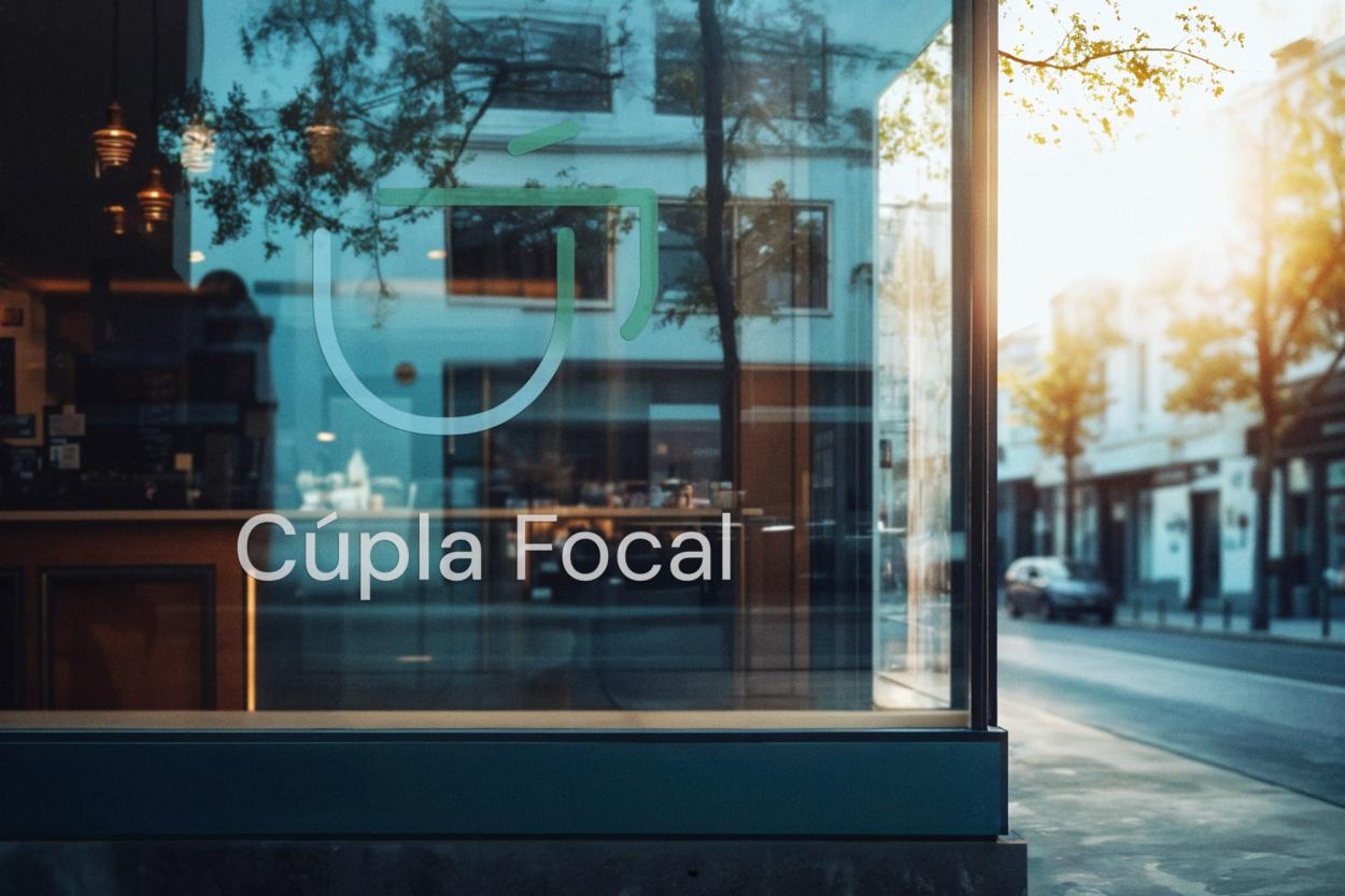 This first mock-up demonstrates how the Cúpla Focal identity translates into a real world café environment. The minimal logo and colour palette create a calm and contemporary atmosphere, while the clean typography and subtle gradients reinforce the brands approachable personality.