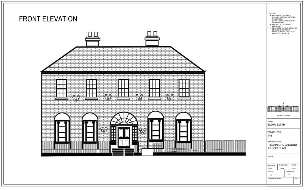 Image shows front elevation of building.
