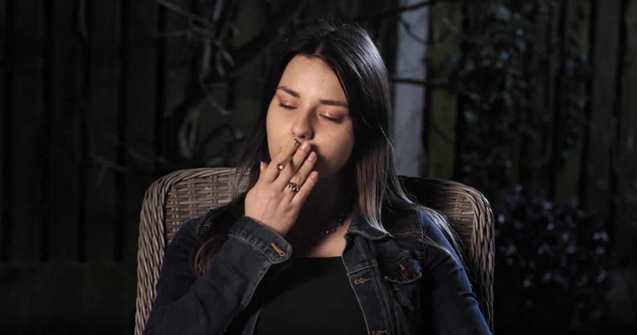 a woman smoking