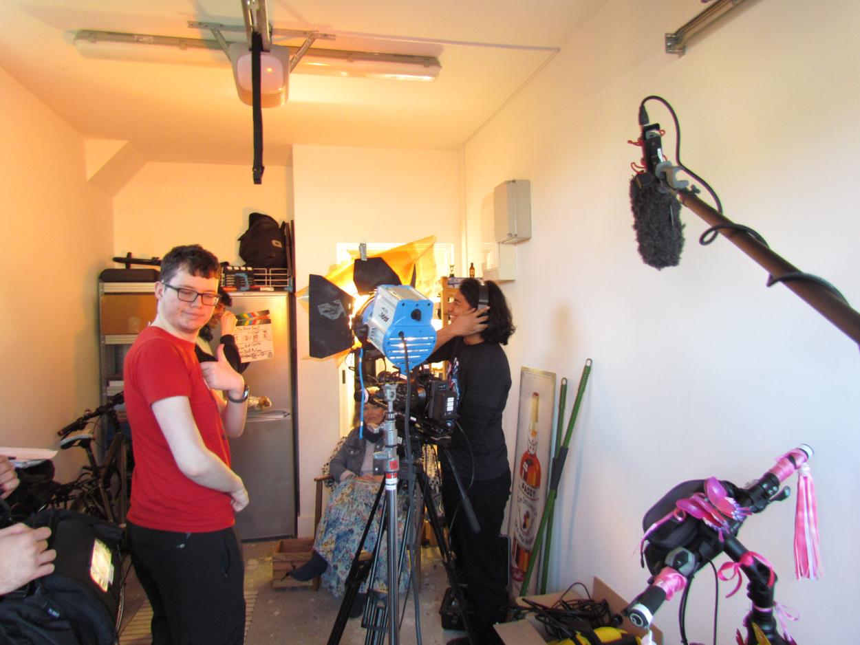 a person standing in a room