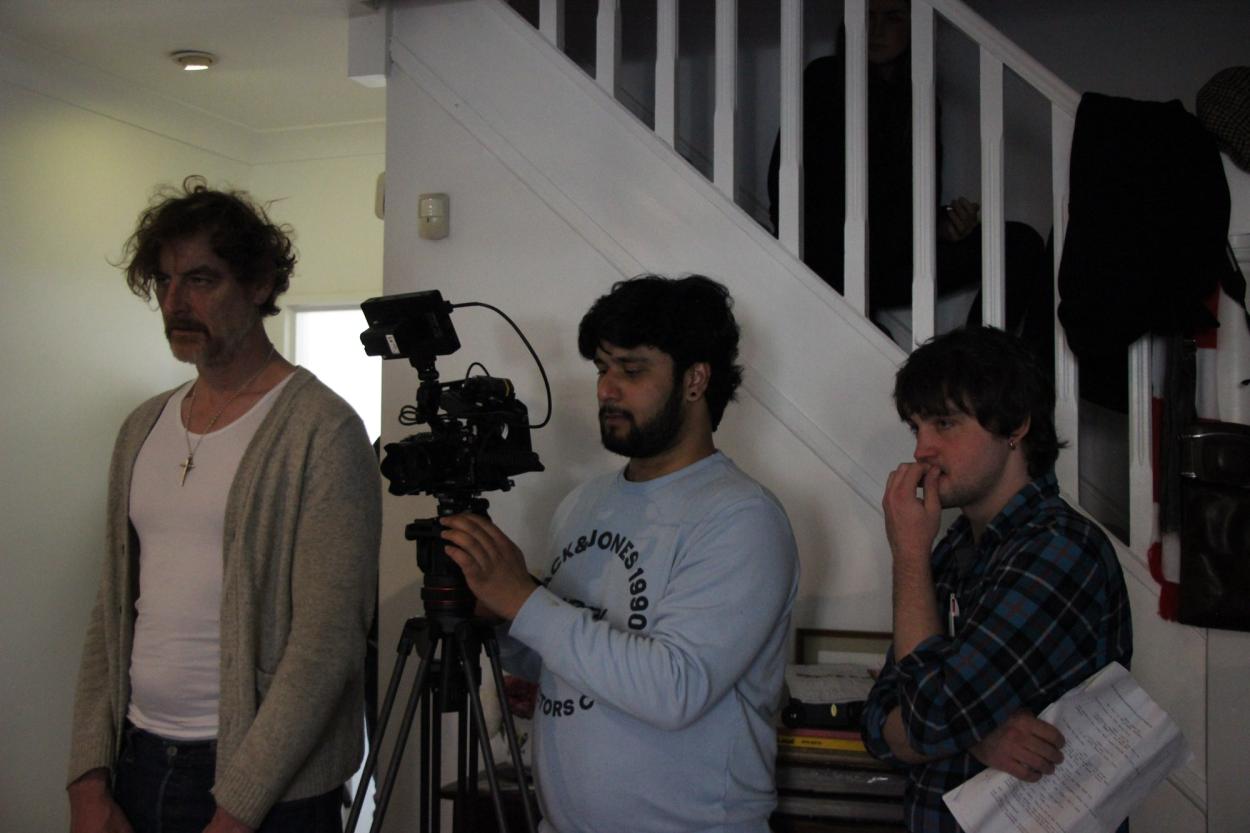 Director (James Ryan) and cinematographer (Alen Jacob) framing up the  shot