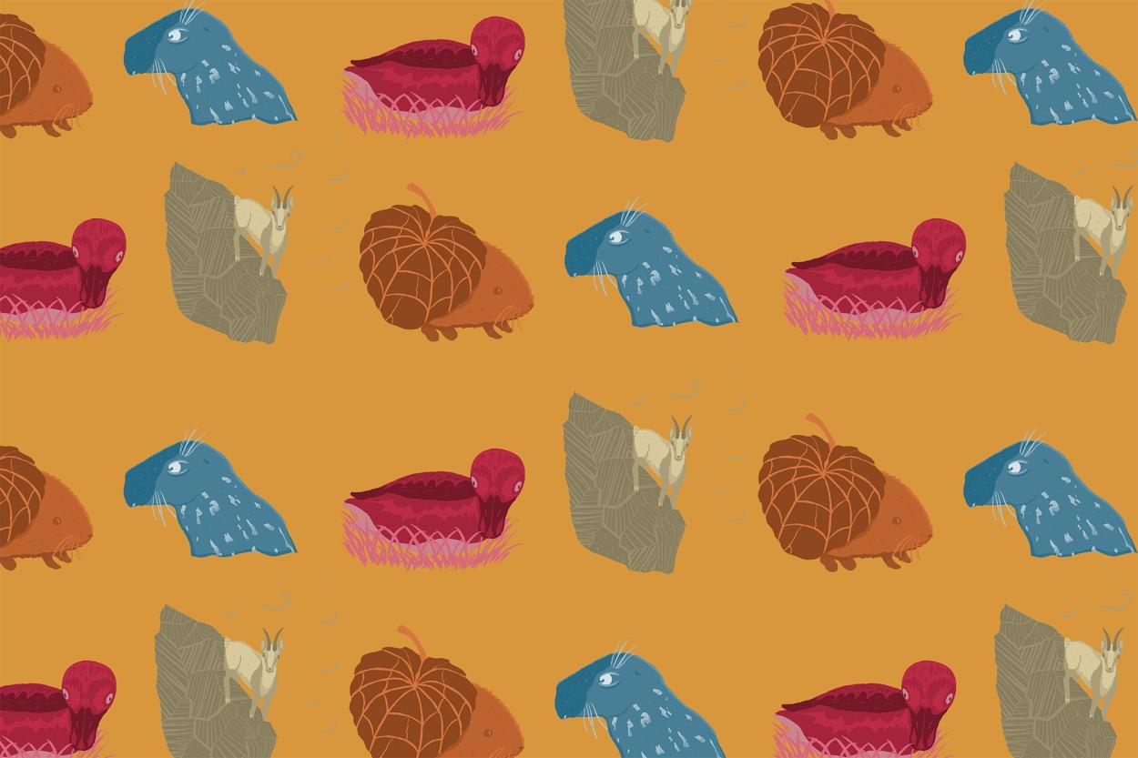 pattern made of endangered animal illustrations