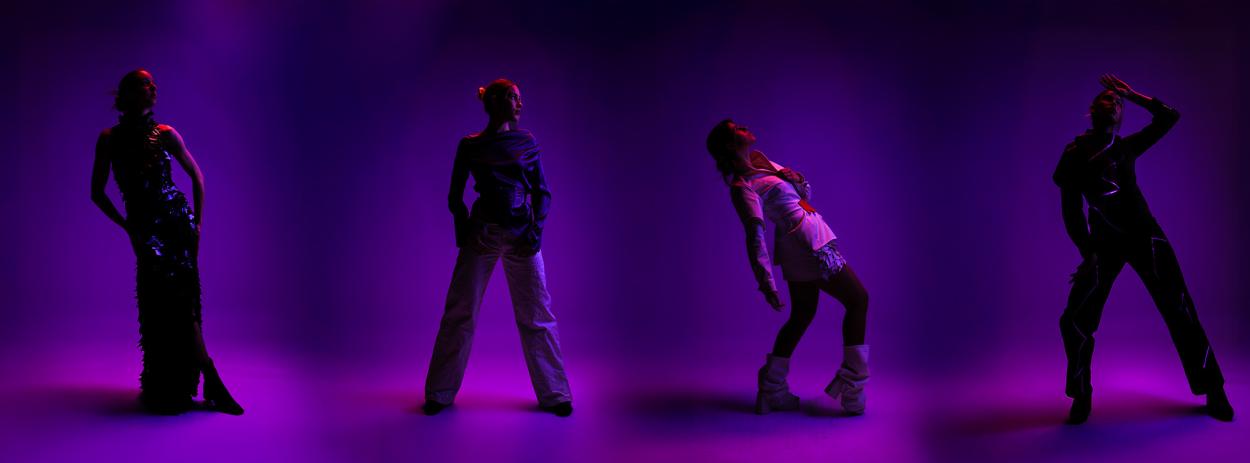  Experimental shoot of all outfits with purple background and red spotlight