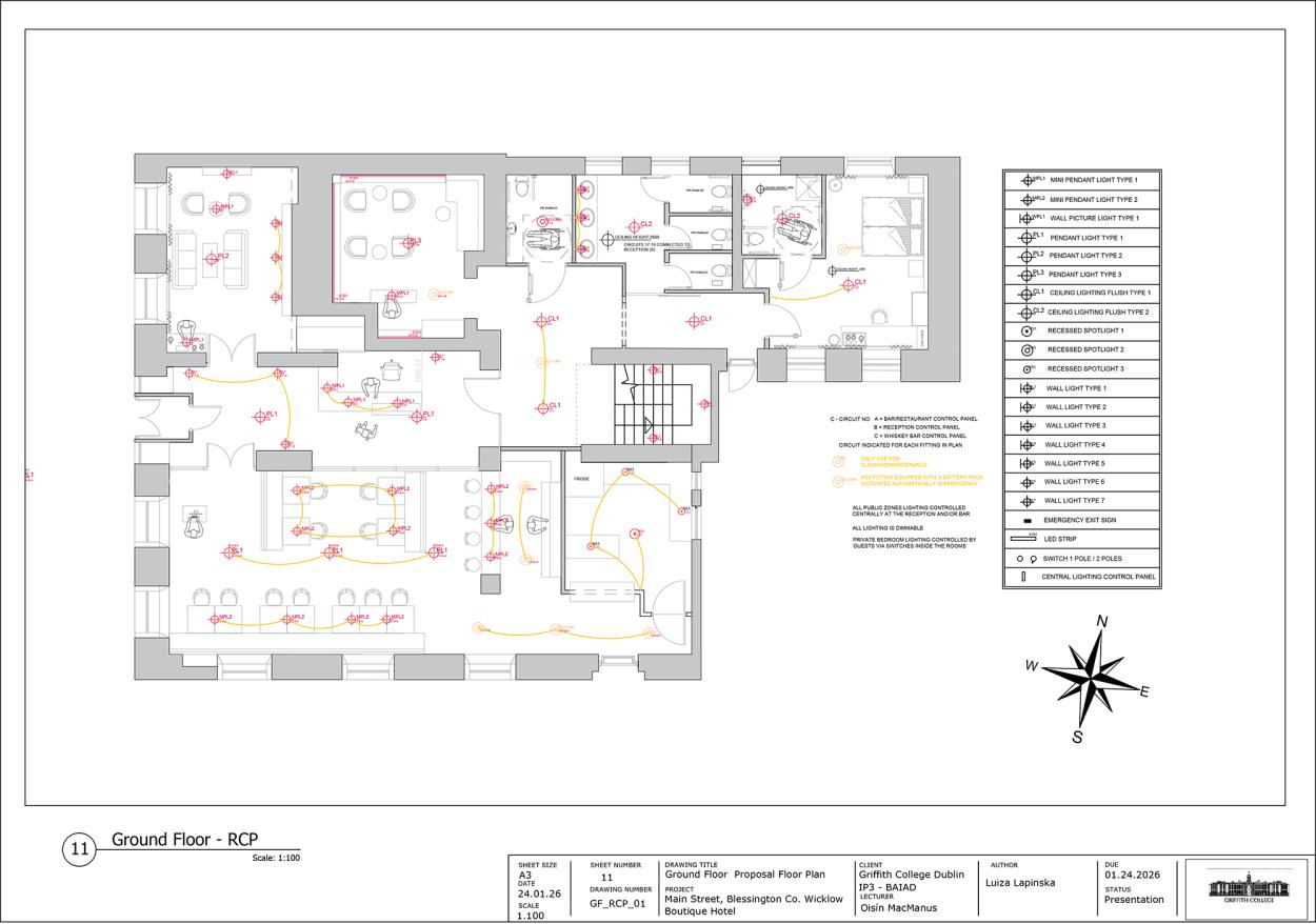 Image shows a technical drawing of the reflected ceiling plan.
