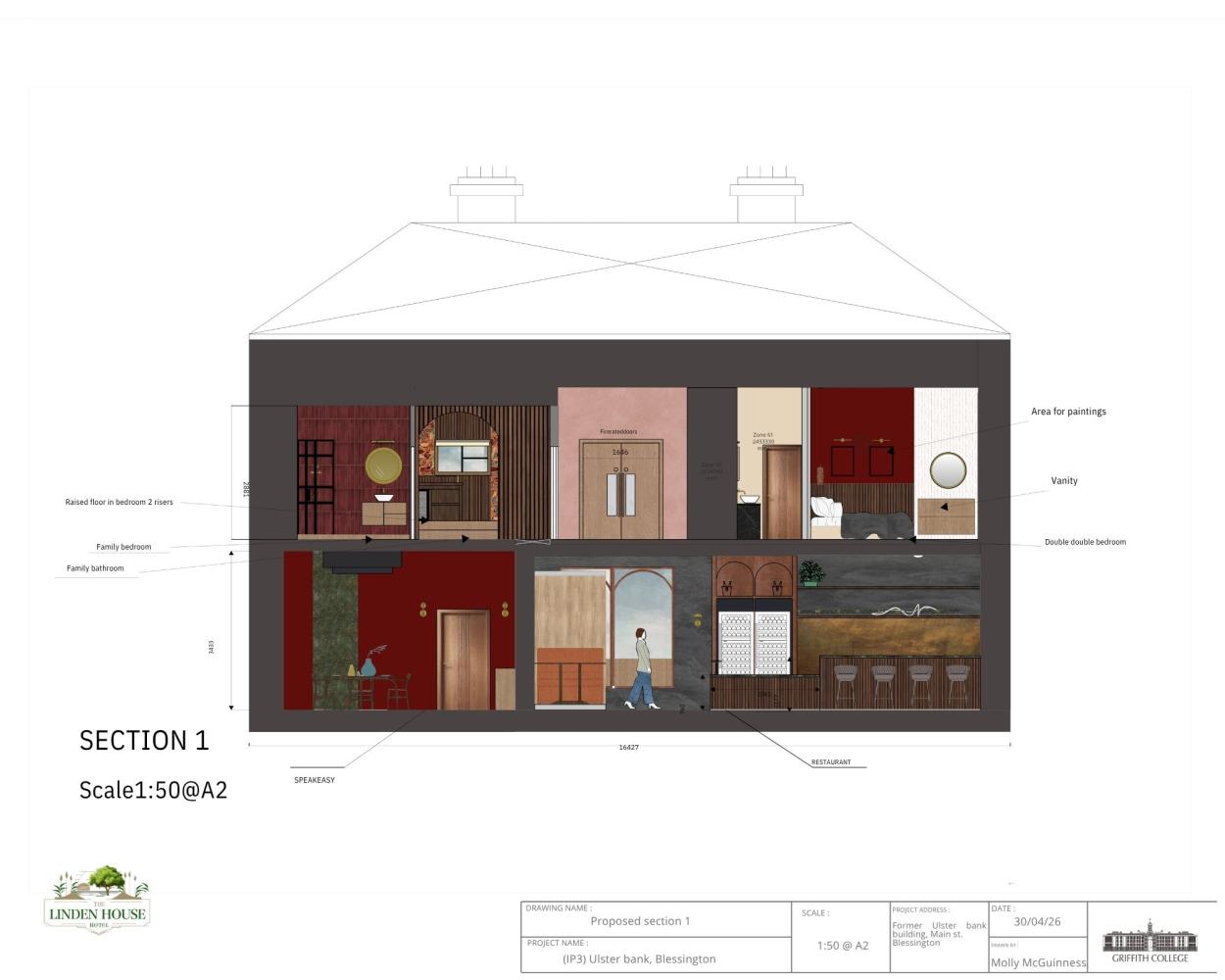 Image shows a section drawing of Blessington Ulster bank