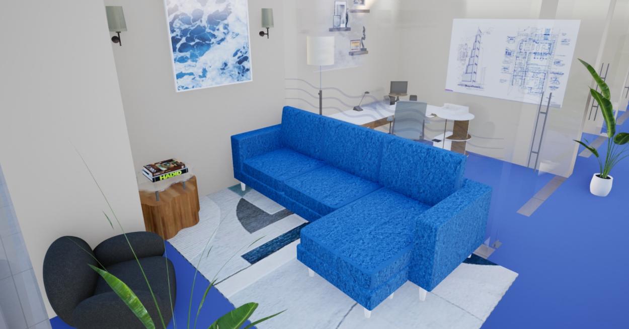 a blue room