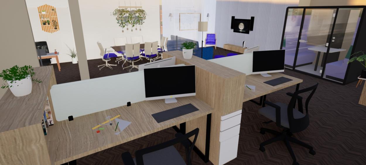 a room filled with furniture and a table
