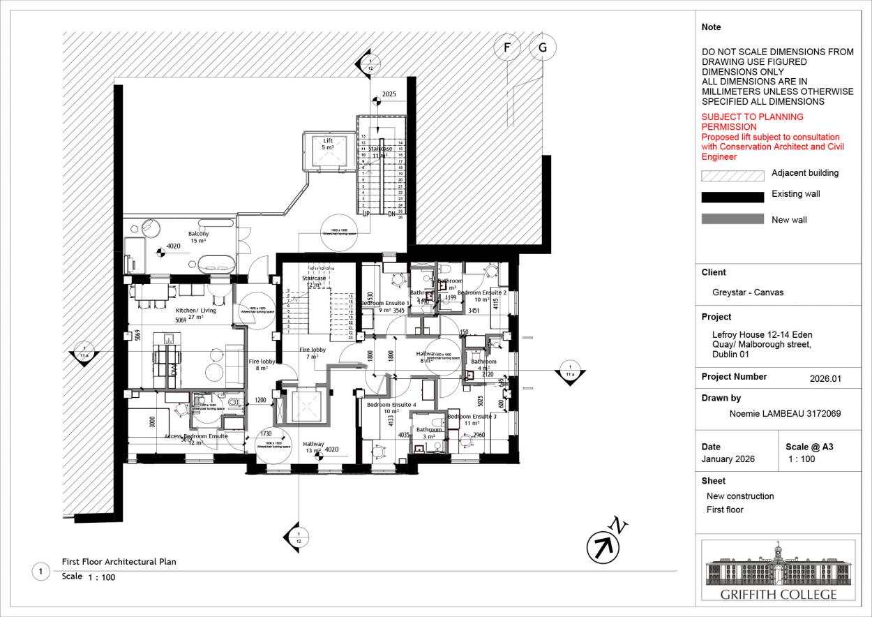 image shows the first floor technical drawing.