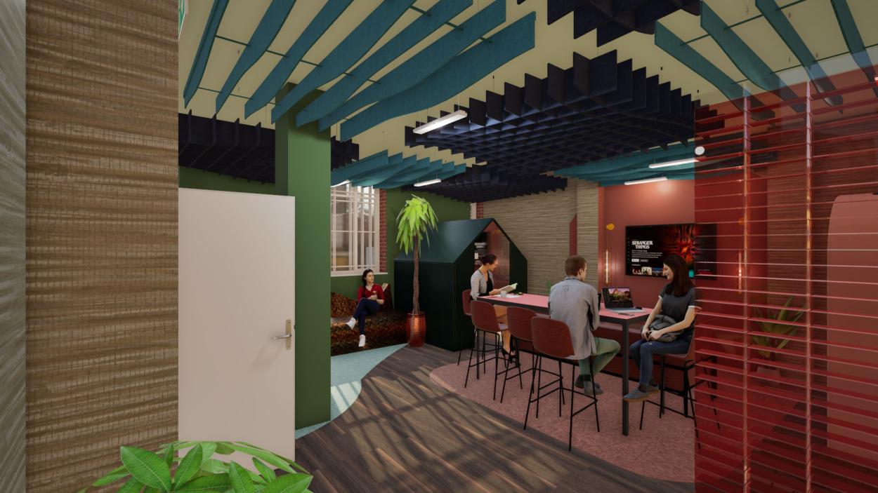 image shows the student lounge area located on the ground floor.