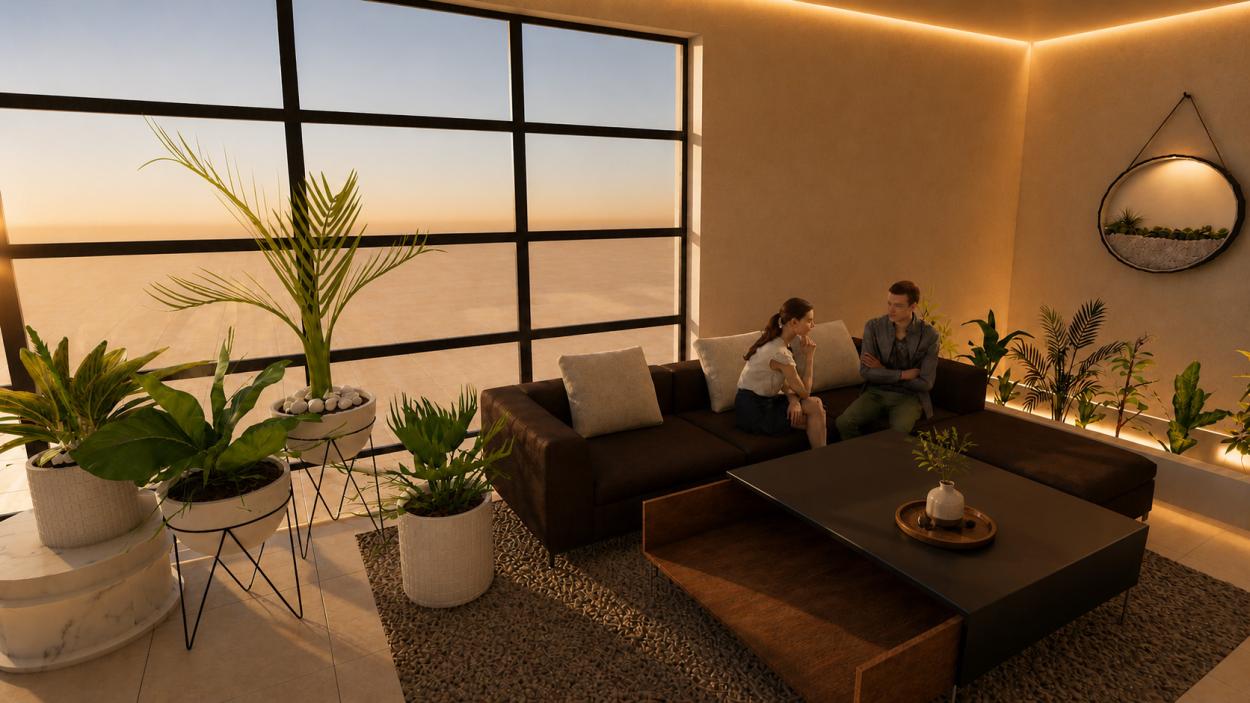 a living room filled with furniture and vase of flowers on a table