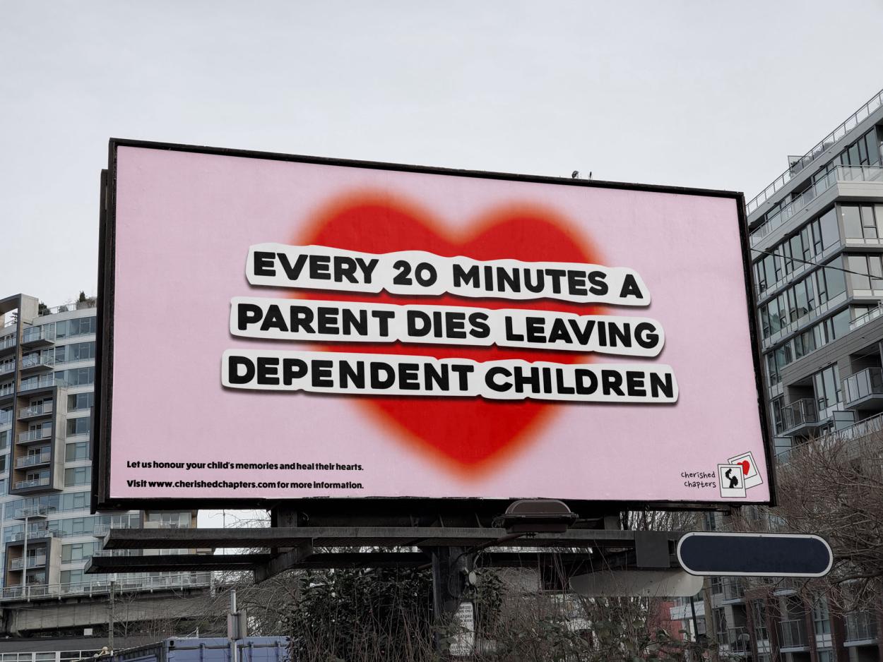 A billboard promotional piece for Cherished Chapters 