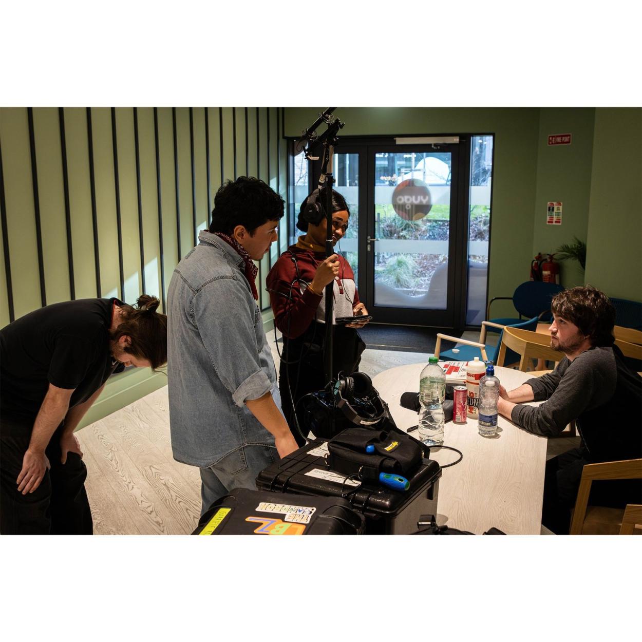 a group of people in a room
