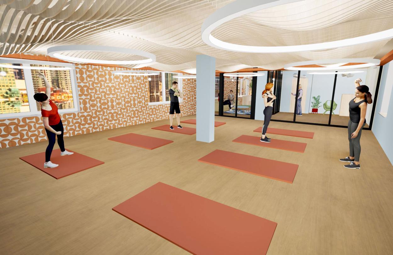 Image show the yoga studio on the first floor
