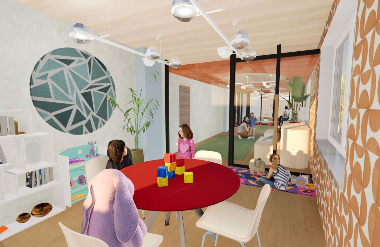 Image show the kids language exchange room on the first floor.