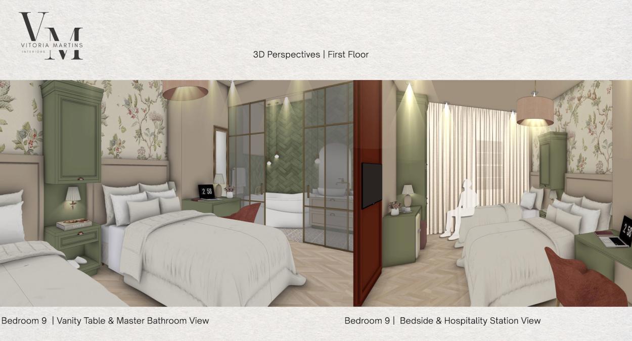 a bedroom with a large bed in a hotel room