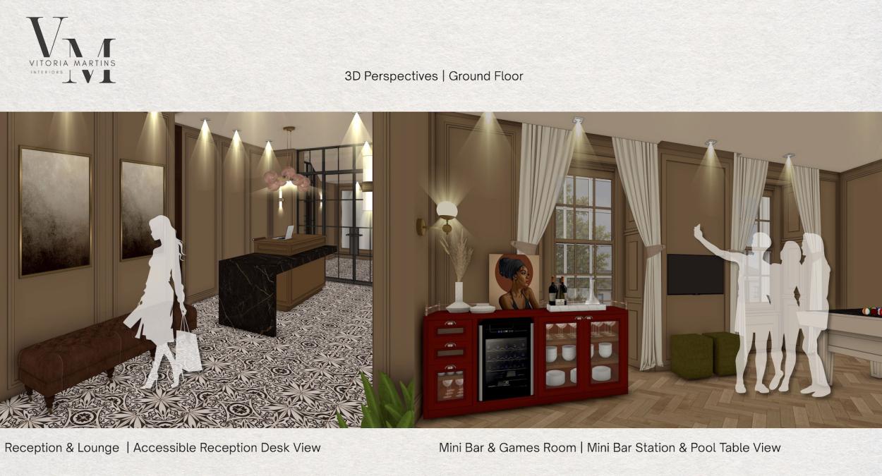 a bedroom with a bed and a mirror