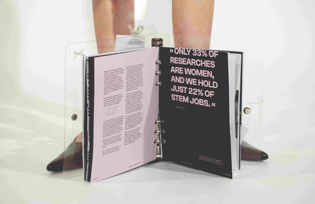 Open publication displaying bold typography
