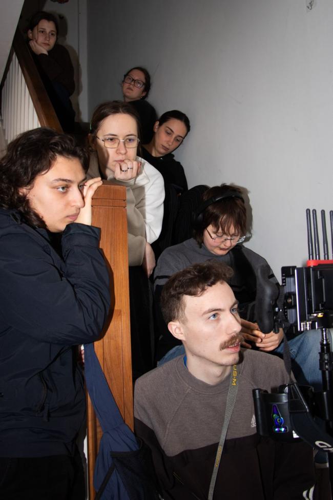 a group of people in a room