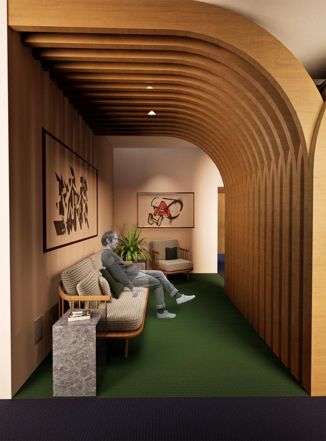 a close up of a green room