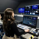 Student working in the TV lab