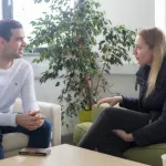 Two Innopharma Education students discuss a project at Griffith College
