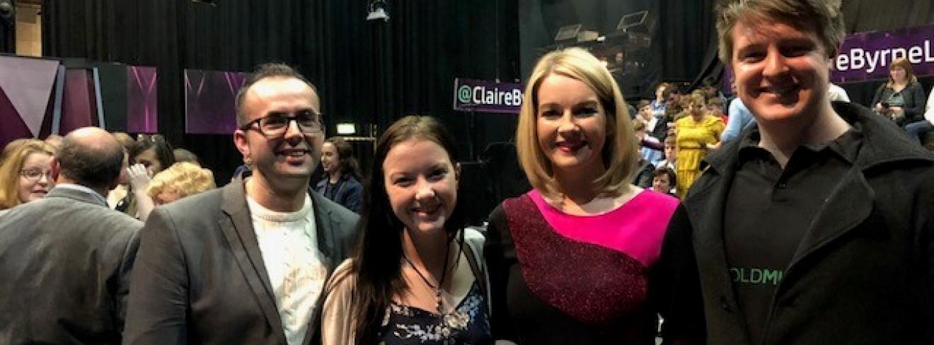 Griffith College students with Claire Byrne